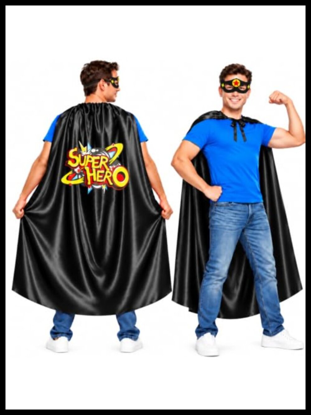 Adults Superhero Cape and Mask Set Satin Costume
